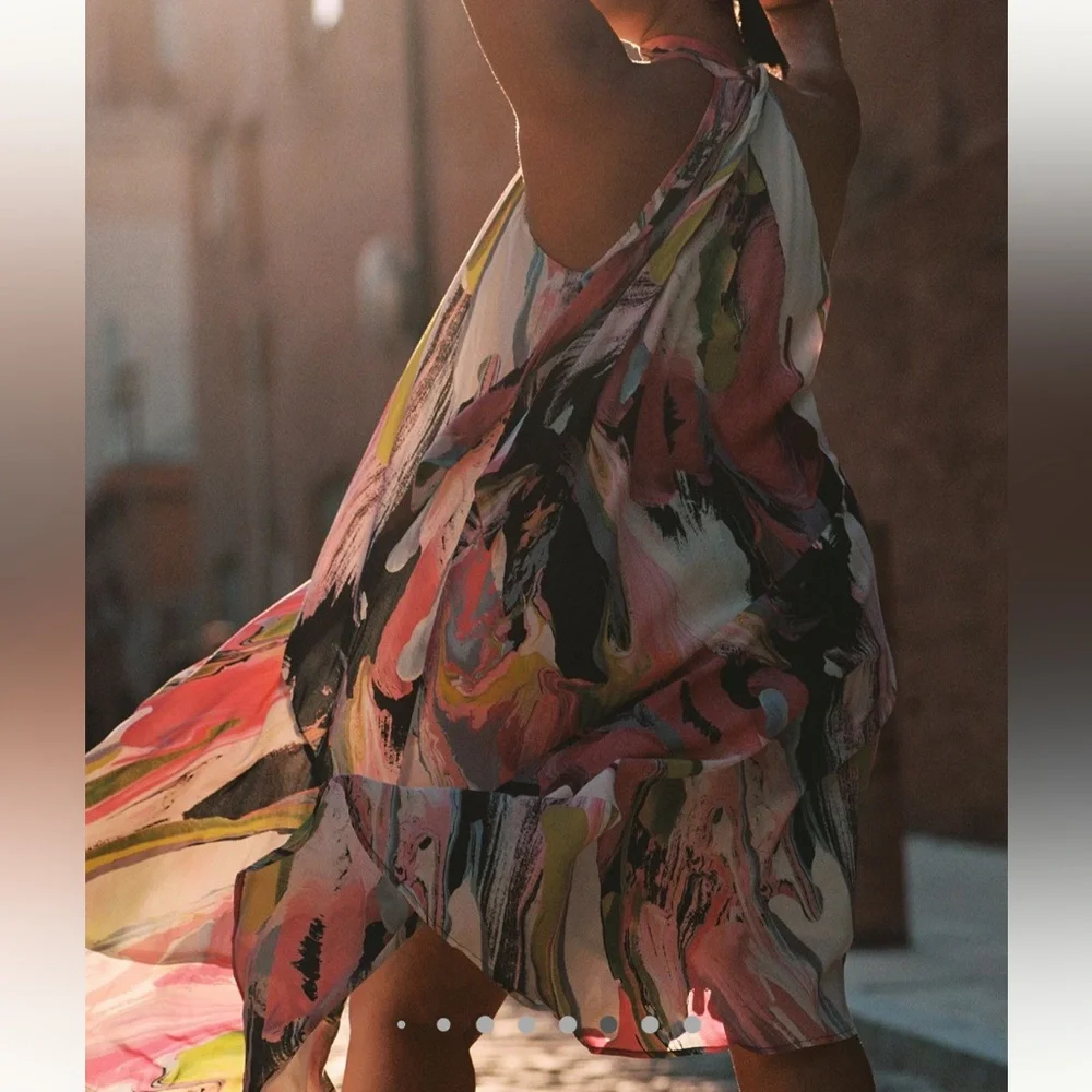 Anthropologie Multicolor Asymmetrical Shell 100% Silk Dress - Picture 5 of 16